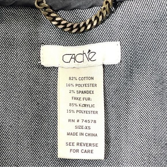 Cache Military Denim Cropped Jacket Size XS - Picture 13 of 13